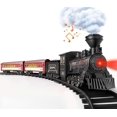 thumbnail image 2 of Hot Bee Model Train Set para niños - Juguetes de tren eléctrico de metal con locomotora de vapor, vagones de pasajeros brillantes, tren de juguete de aleación con pistas ricas, juguetes de tren de Nav, 2 of 4