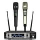 thumbnail image 1 of Sistema de Micrófono Inalámbrico SOMLIMI UHF Negro Dorado Profesional de 2 Canales para Cantar, 1 of 8