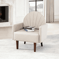 thumbnail image 4 of Toauuo Contemporary Shell-Shaped Armchair, PU Leather Upholstery & Solid Wooden Legs, Accent Chair for Living Room Balcony Study, 4 of 20