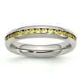 thumbnail image 1 of Stainless Steel 4mm November Yellow CZ Ring 8 Size, 1 of 6