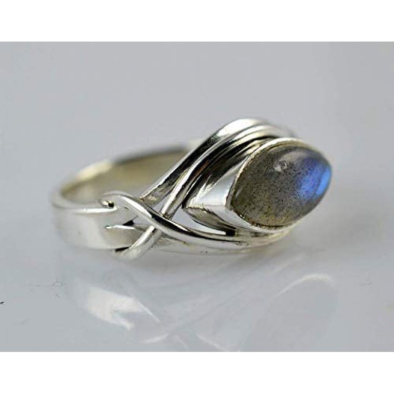 Navya Craft Labradorite Marquise 925 Sterling Silver  925 Sterling Silver Marquise Statement Ring Size 5 main image 0