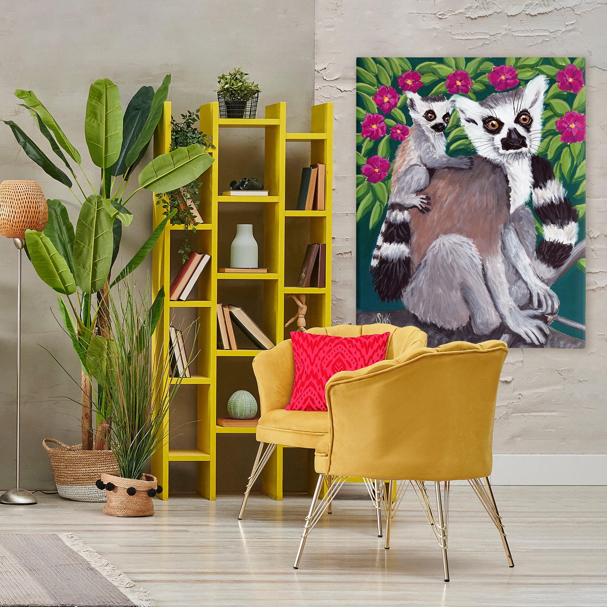 Stupell Industries Ring Tailed Lemur Mama & Baby Canvas Wall Art, design by Sarah Waldron Kimball