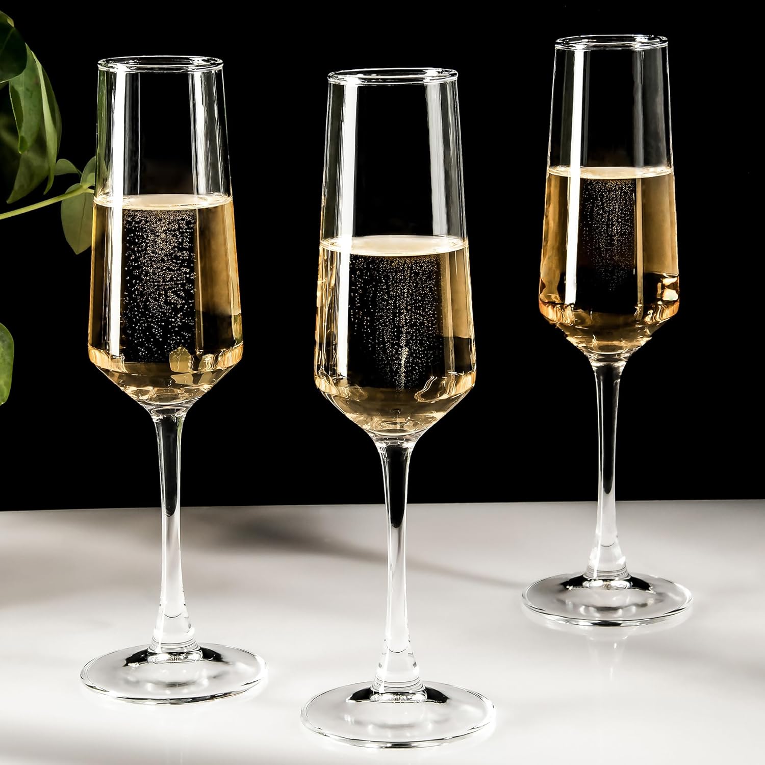 6 Oz Cylinder Champagne Flutes Set Of 12, Long Stemmed Crystal Clear Champagne Flute Glass Set, Sparkling Wine Glass for Home Party Wedding Anniversary Birthday Christmas
