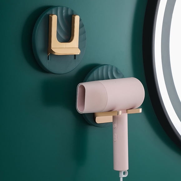 Hair Dryer Storage Holder Plastic Wall Mounted Washroom Bedroom Bathroom Foldable Household Dormitory Washroom Bathroom Organizer Rack Shelves Green