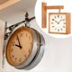 thumbnail image 4 of Reloj de pared de esquina, sencillo y resistente, para decoración del hogar, decorativo, reloj de doble cara para el hogar, dormitorio, comedor. marrón claro, 4 of 5