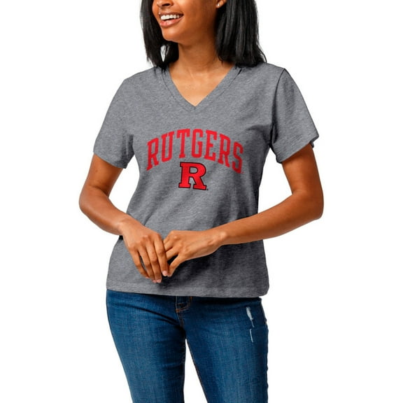 Women's League Collegiate Wear  Heather Gray Rutgers Scarlet Knights Intramural Boyfriend Tri-Blend V-Neck T-Shirt