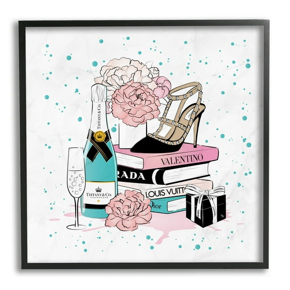 Stupell Industries Speckled Glam Accessories Beauty & Fashion Painting Black Framed Art Print Wall Art, 12 x 12