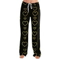 thumbnail image 5 of Valentine Day Pajama Pants for Women Love Heart Print Sleep Pants Womens Lounge Wear Soft Wide Leg Pajama Bottoms Gold 2XL, 5 of 8