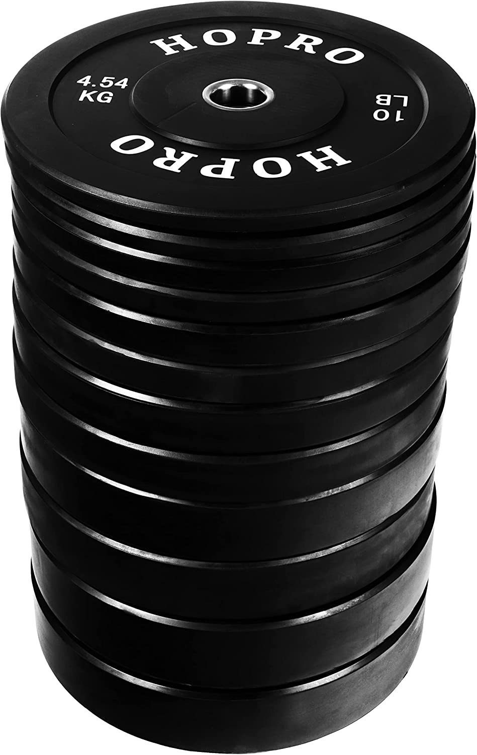 BalanceFrom HOPRO Olympic Bumper Plate Weight Plate with Steel Hub, Black, 370 lbs Set - image 2 of 3