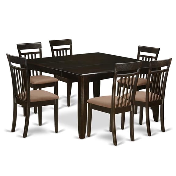 Dining Room Set for 6-Dinette Table with Leaf & 6 Dinette Chairs, 7 piece - Cappuccino