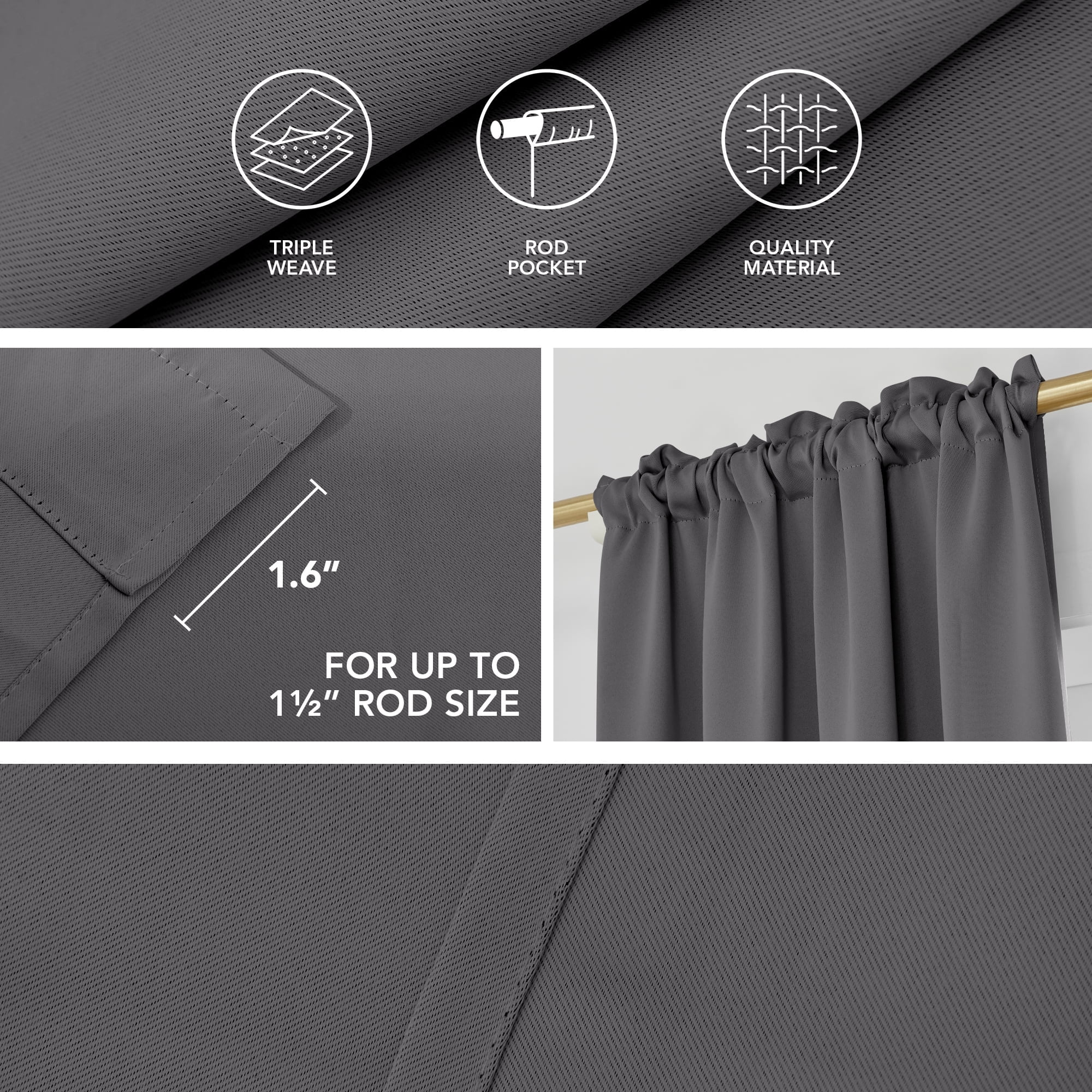 ZOPZO Blackout Curtains 84 inch length Rod Pocket Energy Saving Drapes for Living Room 52 x 84 inch Dark Gray Set of 2