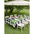 thumbnail image 3 of Outdoor Tablecloth with Umbrella Hole and Zipper, St. Patrick's Day Rectangle Table Cloth 60x120 Inch Waterproof Tablecloth, Green Shamrock Grasses Black White Plaid Picnic Table Cover for Patio, 3 of 7