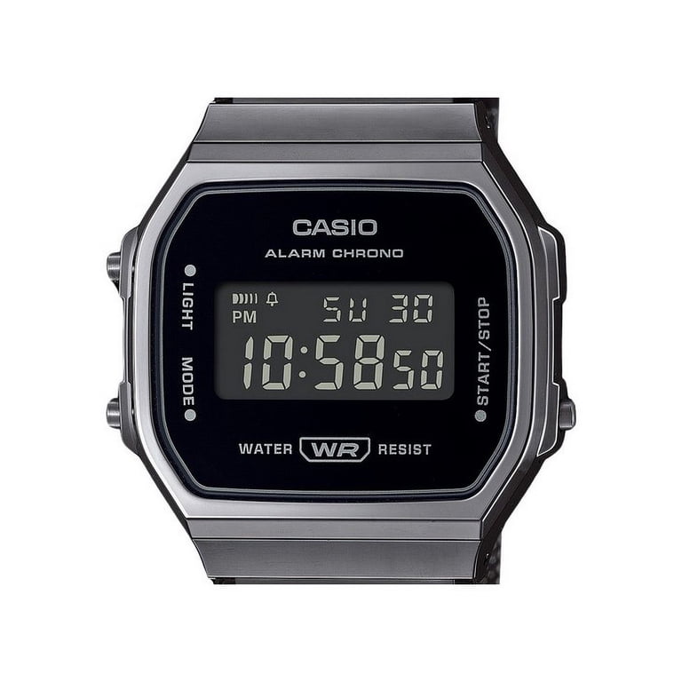 Casio, Unisex Digital Watch, A168WEMB-1B, Black stainless steel