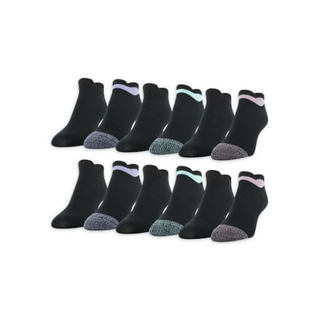 

Peds Womens All Day Active No Show Socks with Double Tabs 12 Pairs