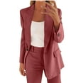 thumbnail image 5 of Women's Blazers Open Front Long Sleeve Work Office Womens Coats Cardigan Suit Jackets Blazer for Ladies Blazer Wine XL, 5 of 7