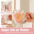 thumbnail image 4 of Personalized Gifts for Women Double Wall Flower Glass Coffee Mug Tea cup With Spoon Monogrammed Customized Gifts Birthday Christmas Valentine Mother's Day Gift for Mom Her Wife Friends Bride Sister(K, 4 of 9