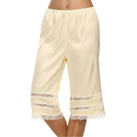 

FOCUSNORM Women Loose Satin Pettipants Lace Culottse Elastic Waist Bloomer