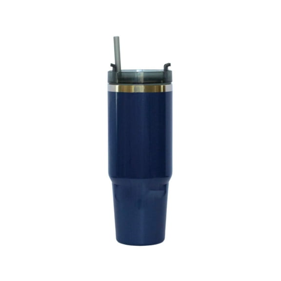 20 Oz Stainless Steel Tumbler with Straw - Navy