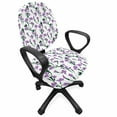 thumbnail image 1 of Garden Office Chair Slipcover, Wildflowers Rural Blossoms Beauty of Shabby Petals Fragrance Motif Print, Protective Stretch Decorative Fabric Cover, Standard Size, Violet and Dark Green, by Ambesonne, 1 of 5