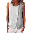 thumbnail image 2 of Women Spring Summer Color Block Cotton Linen Vest Casual Comfortable Top, 2 of 9