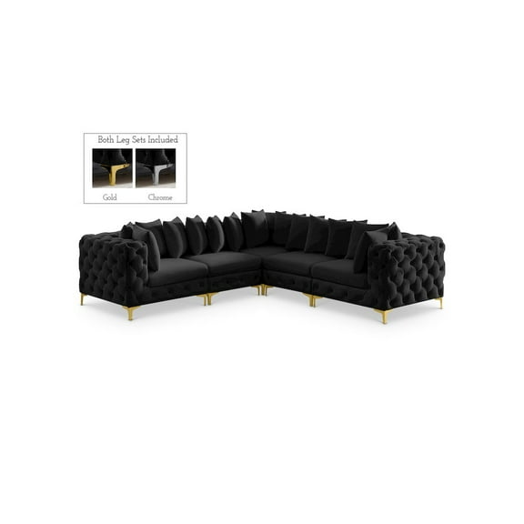 Meridian Furniture Tremblay Black Velvet Modular Sectional