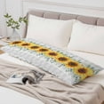 thumbnail image 6 of Sunflower Flowers Throw Pillow Covers Yellow Floral Eucalyptus Leaves Gray Plaid Decorative Lumbar Pillow Cover Rectangle Cushion Case for Sofa Couch Bed Living Room Bedroom 20 X 60 Inches, 6 of 9