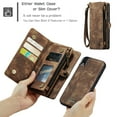 thumbnail image 2 of For iPhone XR Wallet Case,Multi-Functional Retro Leather Purse Flip Cover Zipper Wallet Case with Removable Card Slots Pocket & Detachable Wrist Strap Magnetic Phone Case, Darkbrown, 2 of 9