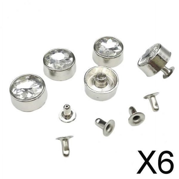 6x 5 juegos de de diamantes de imitación - remaches huecos - 12 mm Ø - remaches decorativos - remaches de cuero - remaches redondos - remaches 6 piezas