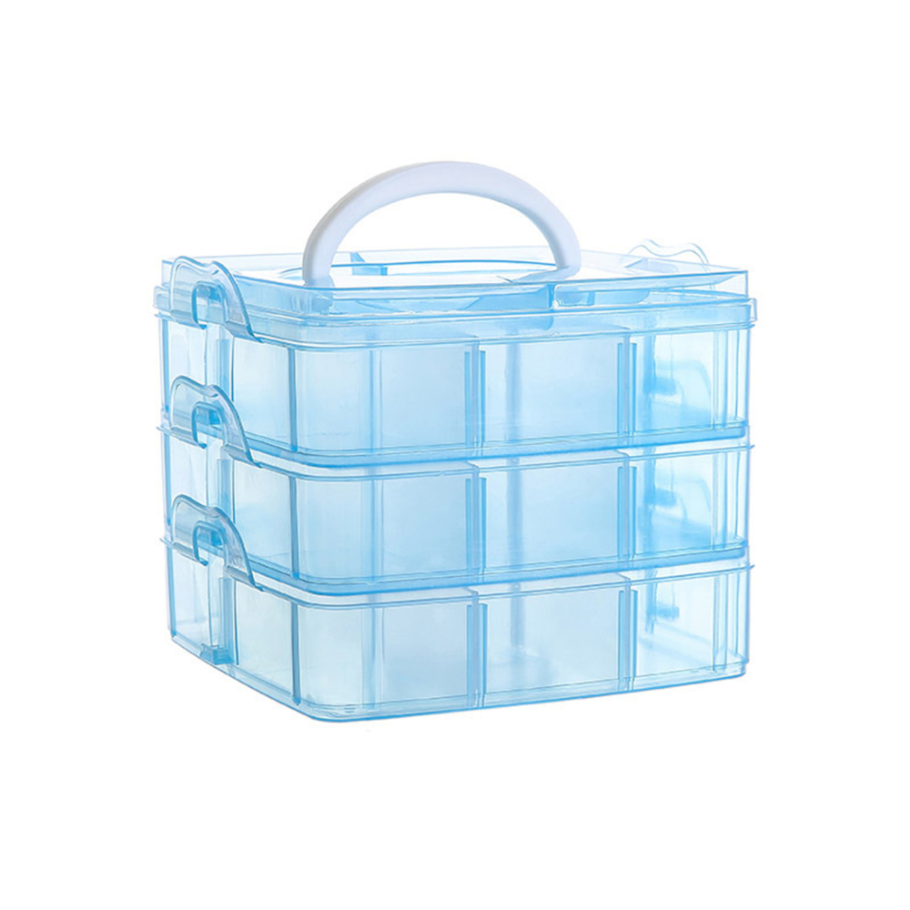 Clear Plastic Organizer Box Stackable 3Tier Container Box with 18