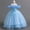 Sky Blue, variant on Girl Flower Embroidery Dresses Off The Shoulder Tulle Dress Pageant Wedding Bridesmaid Dance Gowns for 3-14 Years