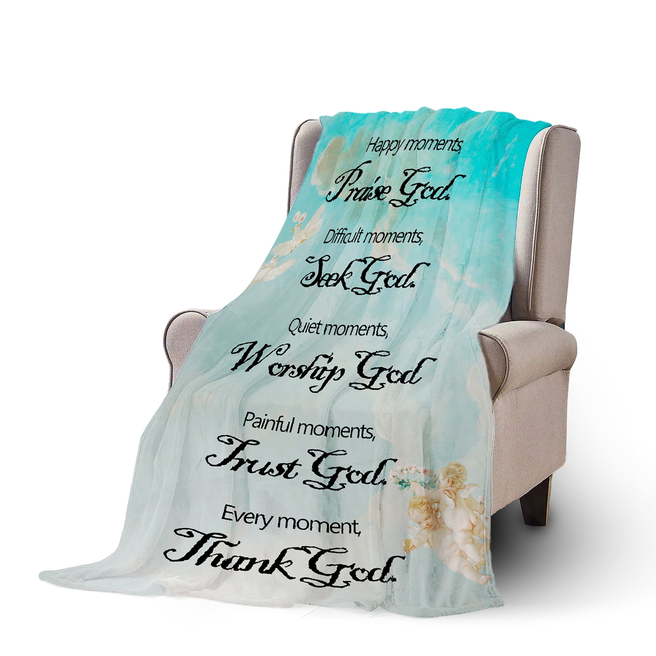 Religious Gift Blanket Throw with Inspirational Bible Verse Scripture Print Blanket 60x80 inch Twin Size Mother's Day Birthday Gifts Spiritual Gift Christian Gifts for Women