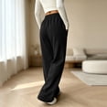 thumbnail image 4 of Rexolia Women's High Waist Brushed Fleece Sweatpants Wide Leg Open Bottom Warm Lounge Pants Black L, 4 of 7