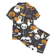 thumbnail image 4 of Shadoumai Silk Halloween Pajamas Set Button Front Pumpkin Print Short Sleeve Family Easter Outfits Matching Sets Comfortable Sleepwear Set 2 Piece Pjs for Gifts, 4 of 4