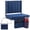 Navy Blue, variant on Edx Stadium seats, with cushioned steps, back support, portable, dimensions of 17 inches wide x 12 inches deep x 16 inches high, one set, black
