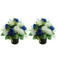thumbnail image 1 of 2 Pcs Fleurs Artificielles pour Cimetières - Arrangements Commémoratifs de Roses Rouges avec Vase, Fleurs en Soie pour Décorations de Pierres Tombales, Vase Extérieur (Ensemble de 2), 1 of 5