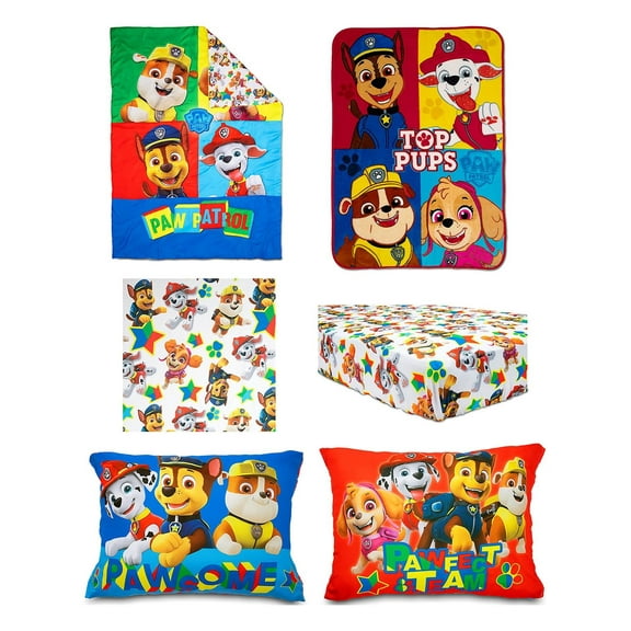 Paw Patrol 5-Piece Toddler Bedding Set & Blanket, Blue, Unisex