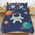 thumbnail image 6 of 3 Pcs Soft Bedding Set, Includes 1 Duvet Cover with Zipper And 2 Pillow,Shams Cartoon Space Astronaut King(102"×90"), 6 of 8