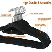 ZenSports 100 Pack Black Velvet Clothes Adult Hanger Non-Slip 360 Swivel