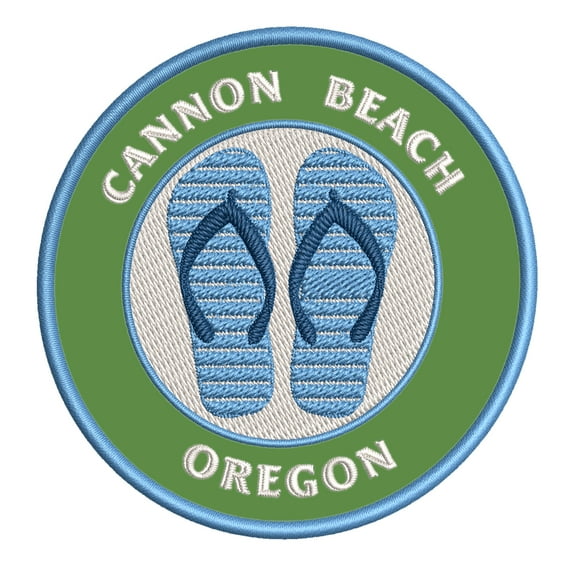 Cannon Beach, Oregon 3.5 Inch Iron Or Sew On Embroidered Fabric Badge Patch Ocean Beach, Salt Life Iconic Series