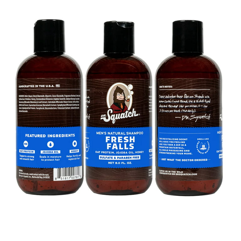 Dr. Squatch Men's Natural Shampoo for All Hair Types, Fresh Falls, 8 oz
