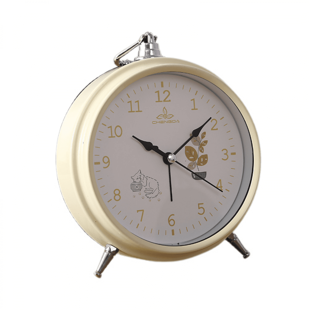 5.6 inch simple metal silent bedside alarm clock with luminous cute