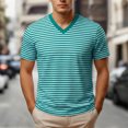thumbnail image 2 of Men's Crewneck Striped T-Shirt, Soft Elastic Cotton Tee for Everyday Wear, 2 of 8