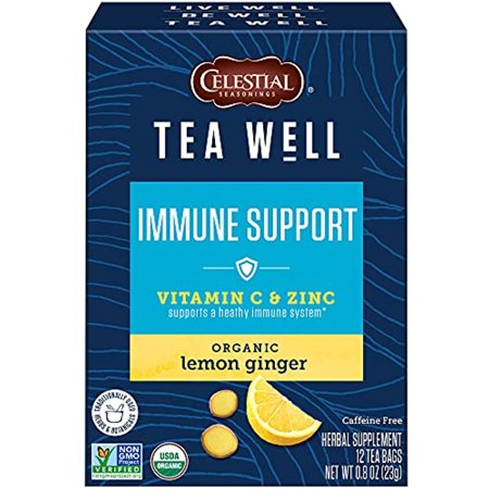 Celestial Seasonings Teawell Herbal Tea  Lemon Ginger  Caffeine Free Organic Wellness Tea  12 Tea Bags (Pack Of 6)