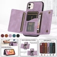 thumbnail image 6 of Decase Leather Wallet Case for iPhone 11 with Kickstand Card Slots Magnetic Button Shockproof Business Style Case For iPhone 11,Purple, 6 of 6
