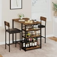 thumbnail image 2 of Katidap 3 Piece Modern Wood Iron and MDF Board Storage Dining Table with Chair Brown, 2 of 7