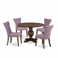 thumbnail image 6 of East West Furniture 5 Piece Dining Room Table Set Includes a Dining Room Table and 4 Dahlia Linen Fabric Dining Room Chairs with Button Tufted Back - Distressed Jacobean Finish, 6 of 7