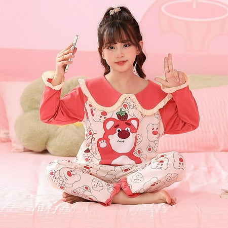

Sanrio Hello Kitty Children s Pajamas Kuromi Cinnamoroll Pochacco Autumn Thin Long Sleeves Trousers Sweet Girl Loungewear Set