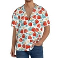 thumbnail image 3 of Vsdgher Strawberries Print Men's Wrinkle Free Untucked Cuban Shirt Business Casual Button Down Shirts Short Sleeve Shirt, 3 of 7