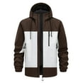 thumbnail image 3 of qelini Windbreaker Jacket for Men Long Sleeve Coats Colorblock Hooded Zip up Jackets Casual Workout Outwear for Running, 3 of 3