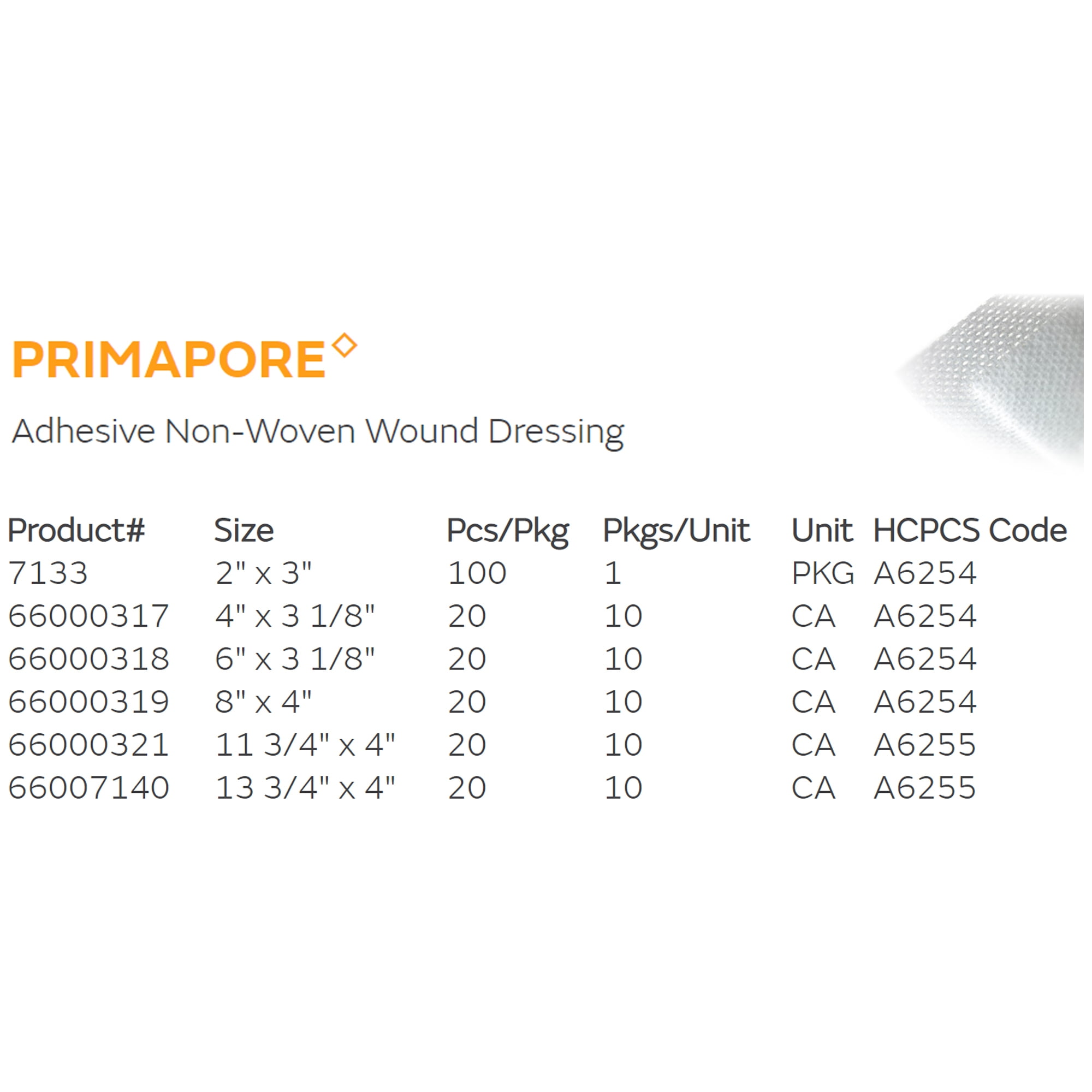 Smith & Nephew Primapore White Polyester Nonwoven Island Dressing Sterile 4 x 8" 20 per Box